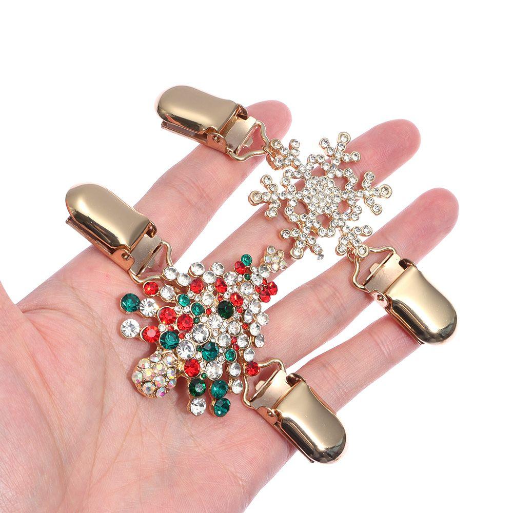 Pattern Christmas Tree Rhinestone Shawl Brooch Duck Clip Clasps Sweater Blouse Pin Cardigan Clip