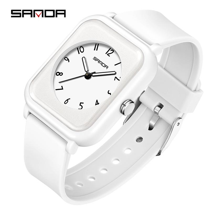 Sanda Korean Style Square Quartz Watch for Men & Women - Luminous, Fashionable Student Design