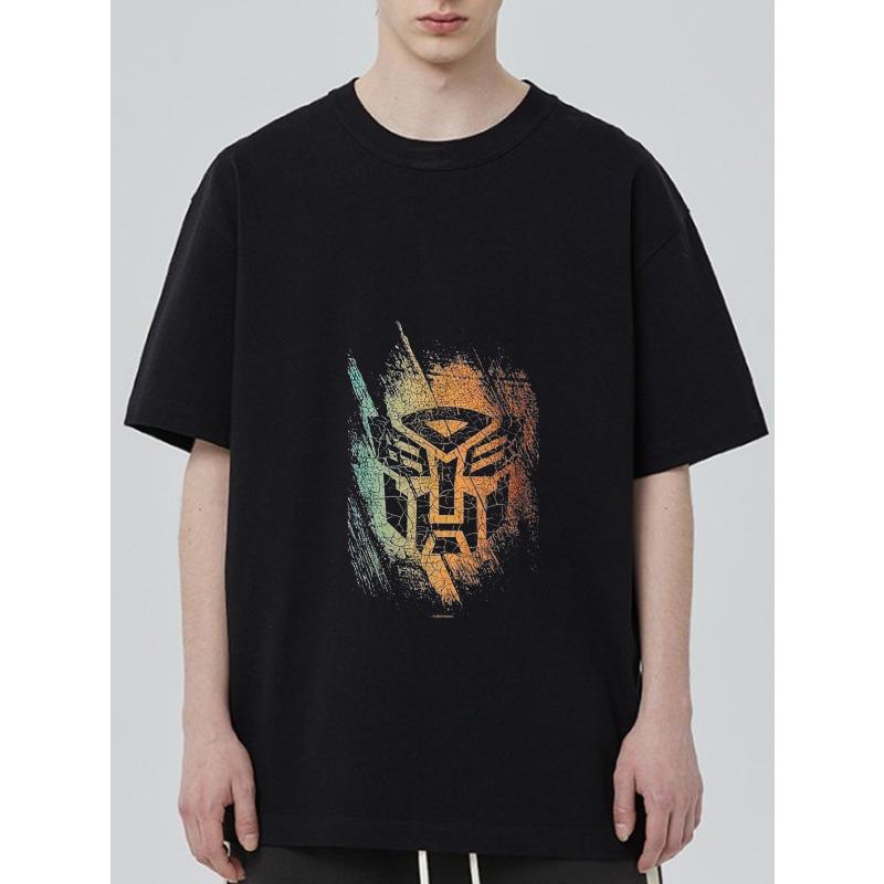 Black T-Shirt with Transformers Autobot Logo Print for Casual Wear