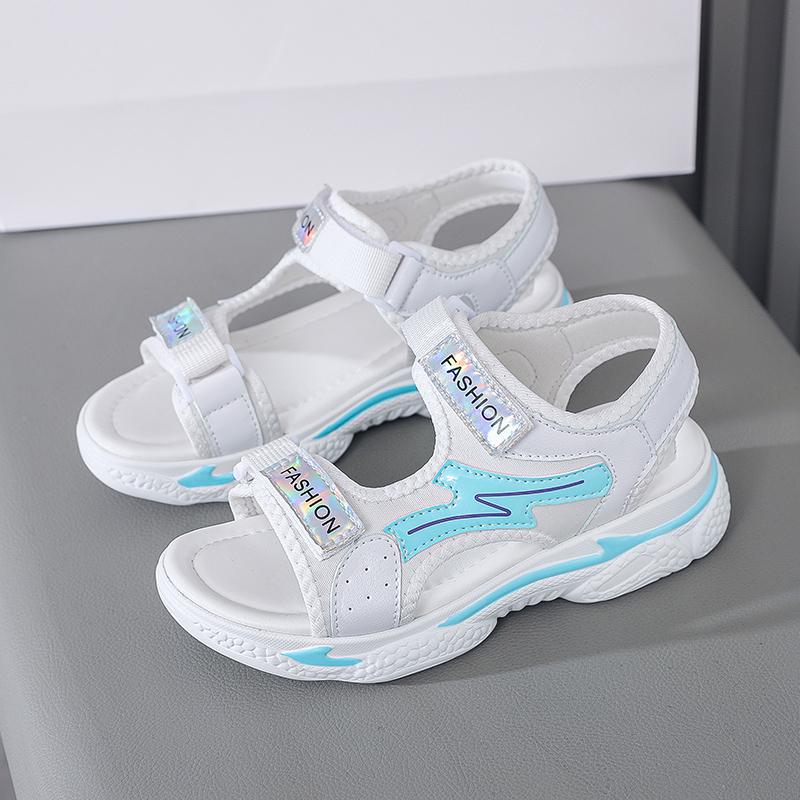 

Летние ультралегкие сандалии женские спортивные сандалии для девочек сандалии на липучках для девочек 38 белый/синий