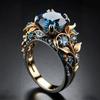 Vintage Flower Sapphire Unique Party Ring Elegant Unique Zircon Hollowed Out Trendy Women's Exquisite Wedding Accessories Gift
