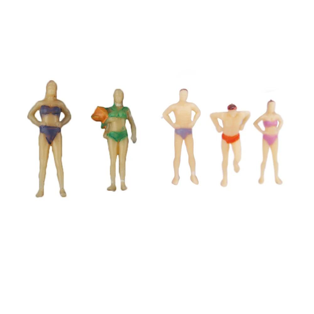 20 Stück Kunststoff sortiert 1:75 Bemalte Modell Strandmenschen Meereschwimmer Schwimmfiguren Verschiedene Posen Zuglayout Landschaftsmodell