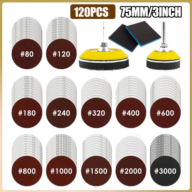 25/50/75mm Sanding Disc Pad 60-3000 Grit Sandpaper Assortment Polishing Disc for Grinder Rotary Tools Woodworking Accessories
