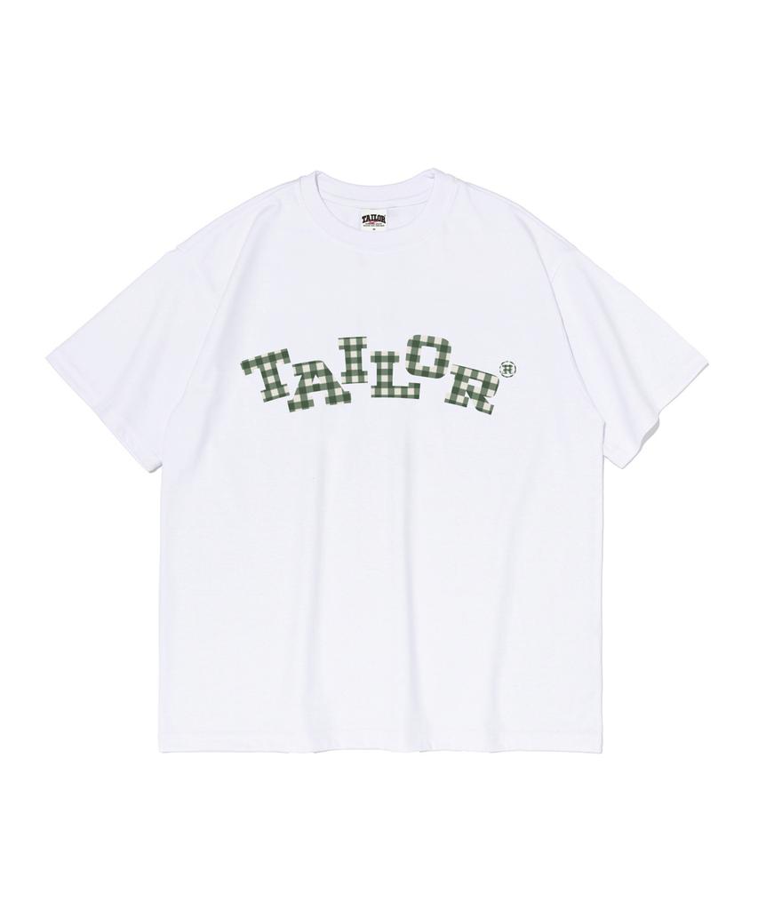 TAILOR STUDIO Taylor Check Arc Logo Short Sleeve T-Shirt (White)