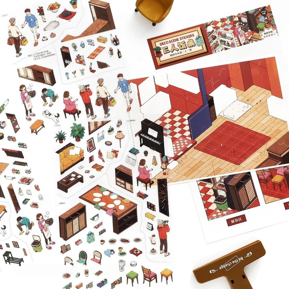 My Home Theme Cabin Scene Stickers Cottage 3D Stacking Stickers Landscape Stickers  Art Crafts