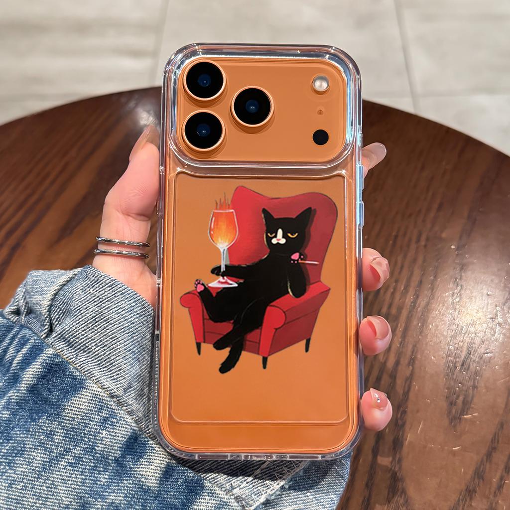 Cool Cat Transparent Case For iPhone 16 Pro 15 14 13 12 11 17 Pro Max 7 8 Plus XS 16E Silicone Shockproof Clear Soft Cases Cover