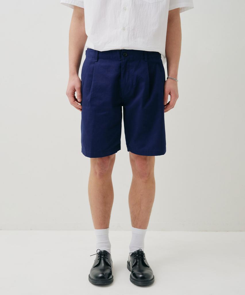 Pildeoseu Basic Standard Fit One-Tuck Shorts Navy