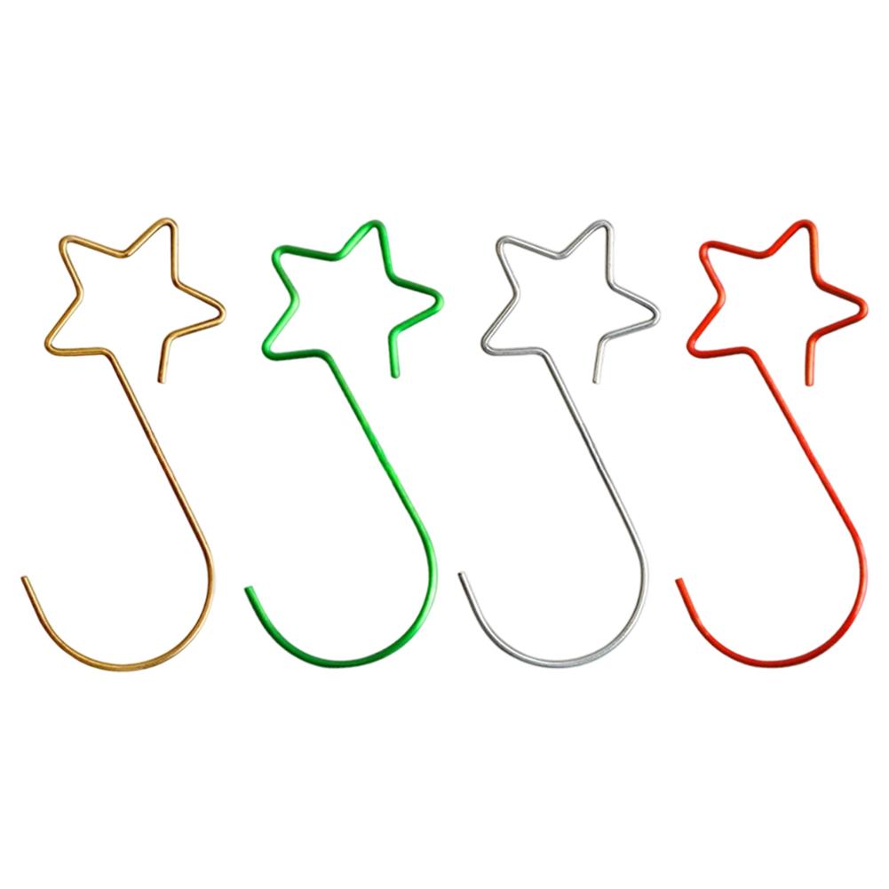 20 Pack Metal Ornament Hooks Star Shaped for Christmas Tree Decorations in Gold Green Silver Red 5cm Waterproof Design