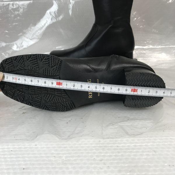 USED/REGAL Side-Zip Long Leather Boots [22.5/Black] Gripped Sole Japan