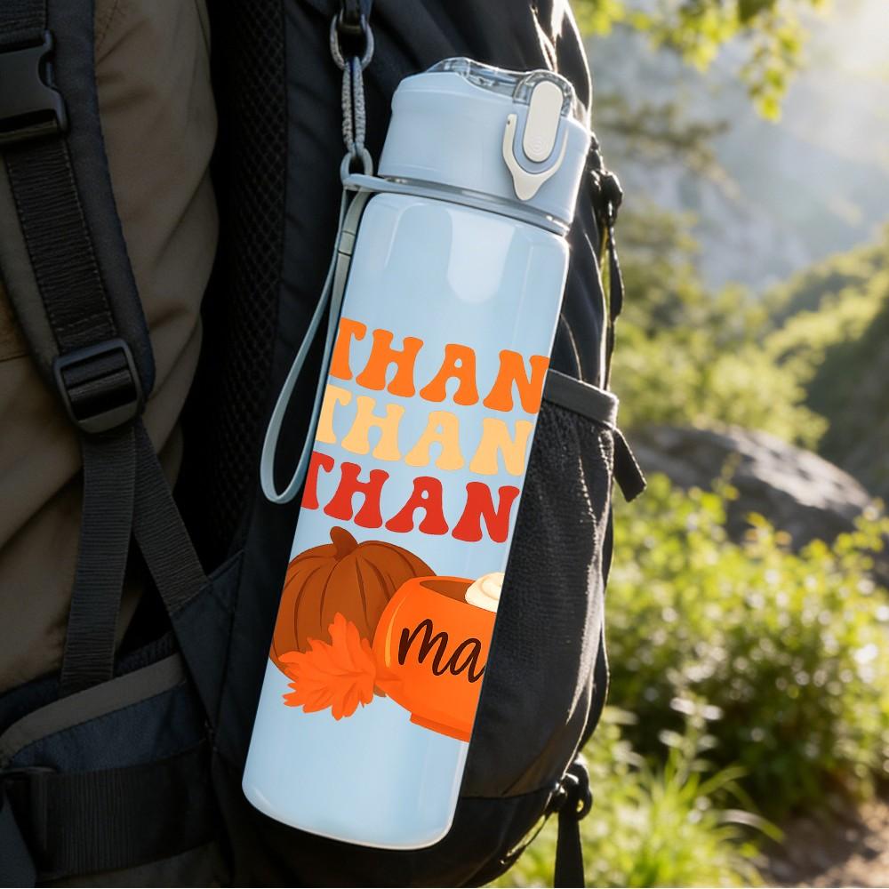 1PC Thankful Autumn Turkey 750ml Color Plastic Sports Water Bottle Leakproof Flip Straw Lid Suitable for Sports Office Home Use