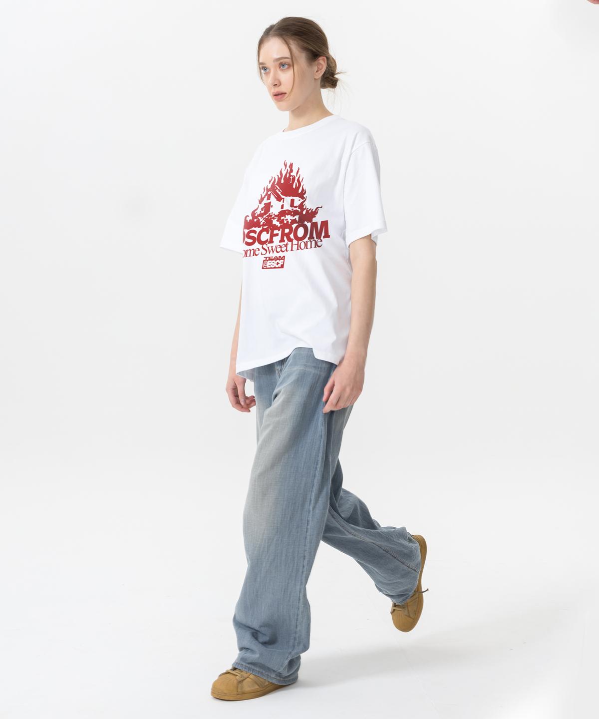 Escape From Burning Sweet Home Print Oversized Short Sleeve T-Shirt White L