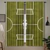 2pcs Modern Football Field Pattern Rod Pocket Curtains   Semi-Sheer Polyester Woven Decorative Panels for Bedroom   Living Room