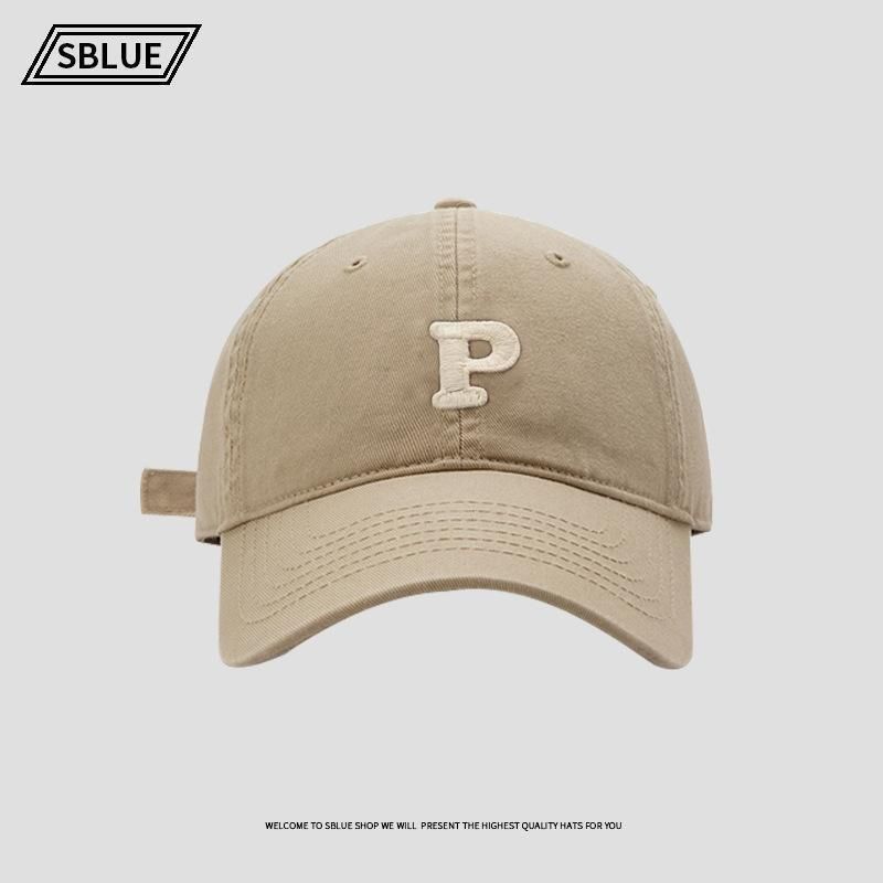 

Summer K-style Pure Japanese Style Cotton Peaked Cap Sun-Proof Sun Protection Hat Soft Top Easiest for Match Big Head Circumference Baseball Cap Men 283 khaki P letter baseball cap One size