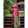 Premium Pink Litchi Silk Saree with Green Blouse – Zari Butta Woven Elegance
