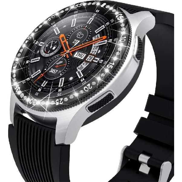 FitTurn Compatible with Samsung Galaxy Watch 46mm/Gear S3 Frontier/Classic Bezel Ring Styling,Bling Inlay Crystal Adhesive Anti Scratch & Collision