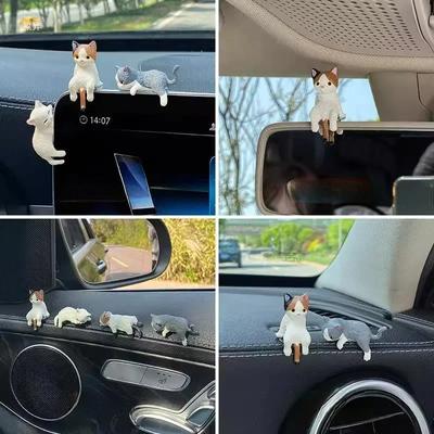 4 Teile/satz Auto dekoration Super nette snooze katze auto bildschirm kleine ornament auto zentrale steuerung bildschirm liegen puppe dekoration