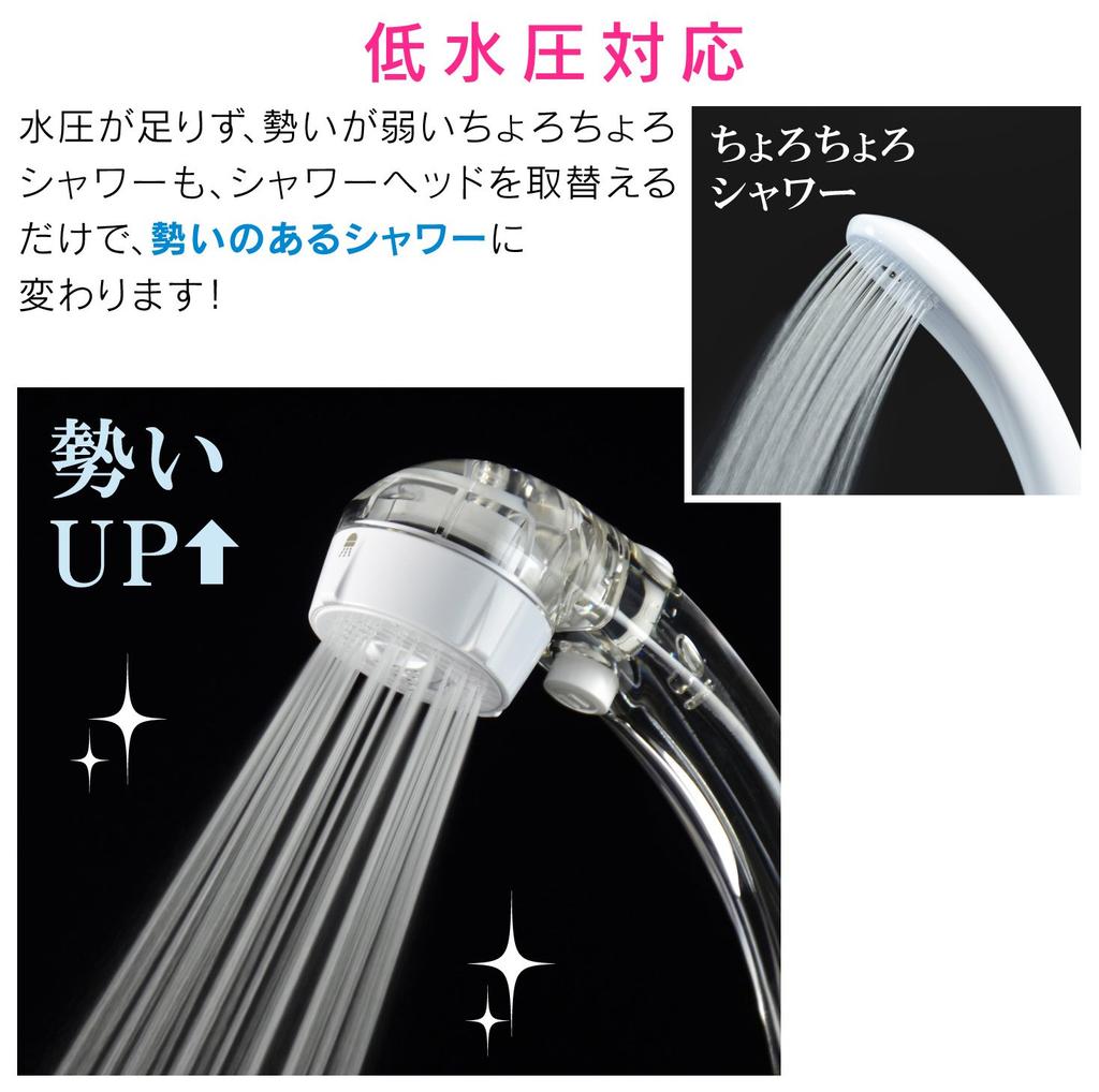 Gaona Magicayo Ariene Shower Head, Clear Stop (Jet Flow, Easy Cleaning, 30% Water Saving, Low Water Pressure Compatible) GA-FC028