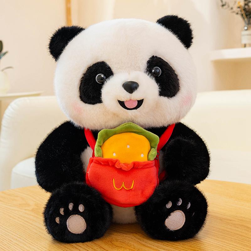 Plush Panda Toys Stuffed Pillow Panda Coconut Burger French Fries Ice Cream Swimming Circle Soft Animal Bear Kids Birthday Gift