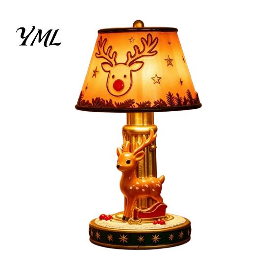 Holiday Decorations Christmas Lighted Table Lamp, Santa Claus Reindeer Ornaments Desktop Ornament for Living Room Bedroom Indoor Home Decor
