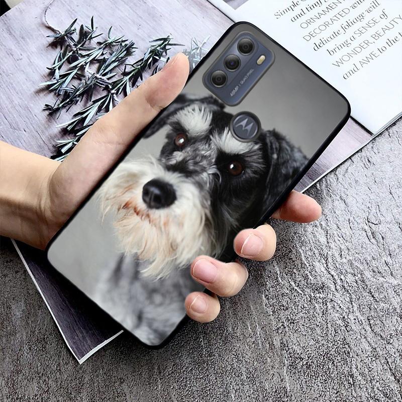 Schnauzer Welpen hund Telefon Fall für Motorola Moto E32 E20 E40 G22 G52 G20 G30 G100 G60 G50 G10 GPure GStylos G9 eine Aktion Makro