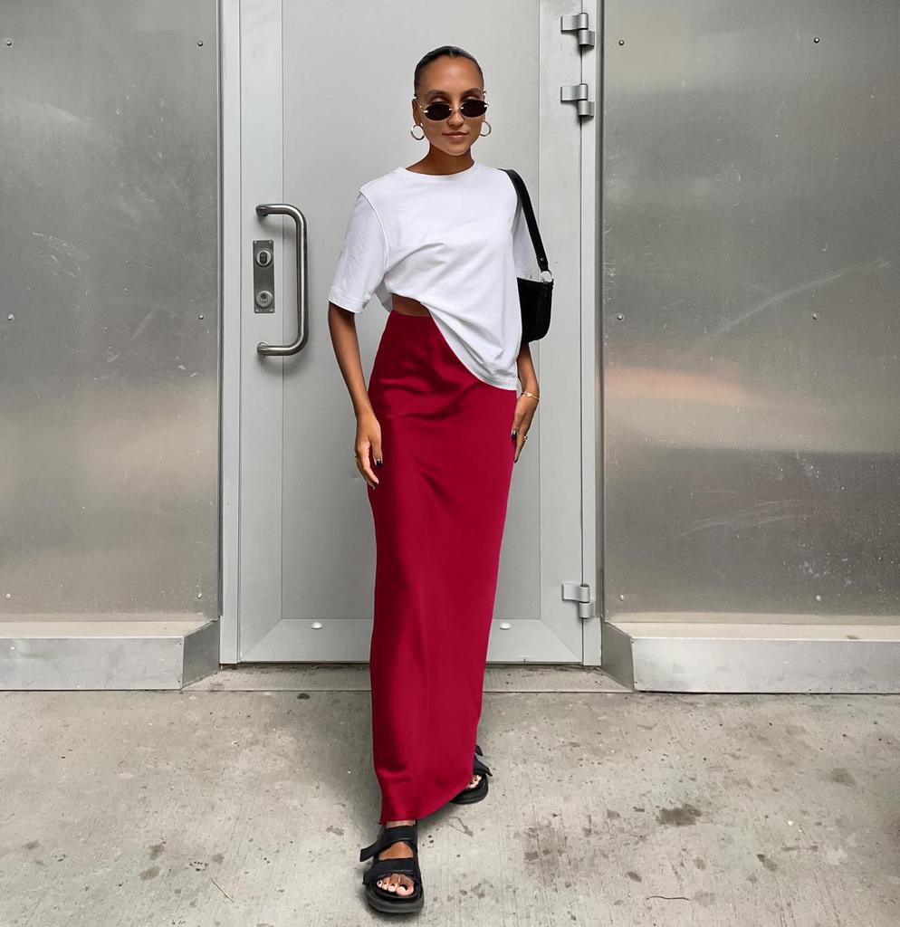 2024 Spring/Summer Women's High Waist Midi Fishtail Skirt - Solid Color, European & American Style, French Commute Skirt.