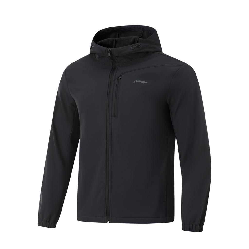Li-Ning Fitness Series Sports Casual Simple Solid Color Hooded Zipper Fleece Jacket Unisex Jacket Black AFDUC33-1