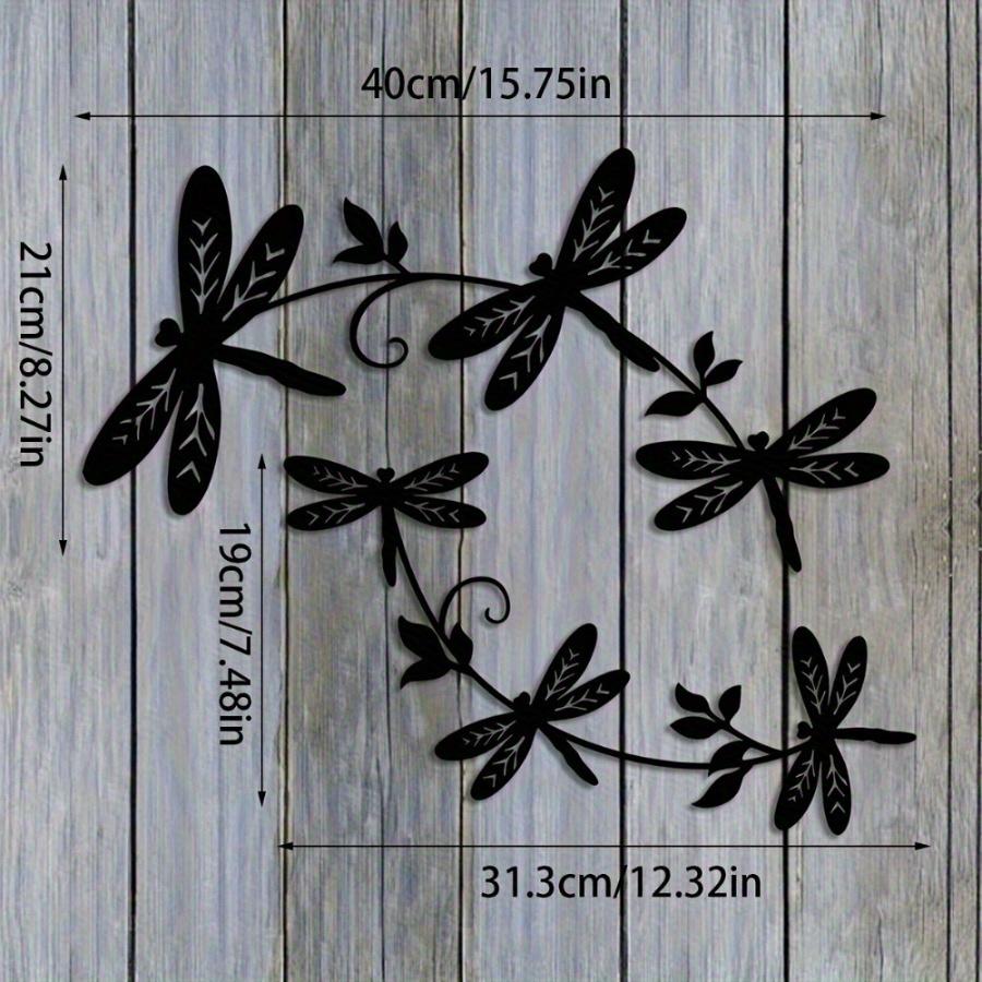 

Dragonfly Metal Wall Art Iron Sculpture Set Indoor Outdoor Garden Balcony Hanging Ornament Housewarming Gift Home Decor чорний