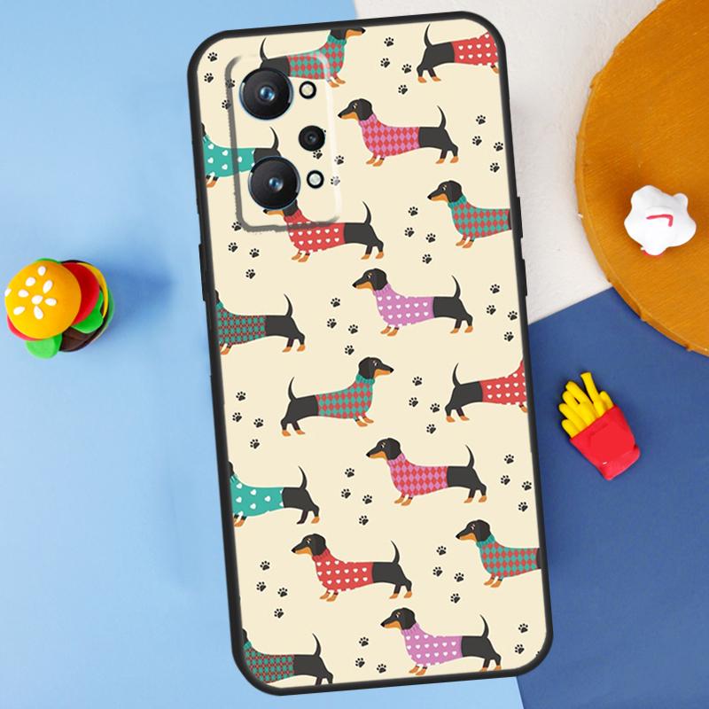 Cartoon Dachshund Dog For Realme 11 10 12 13 14 Pro Plus GT 5 6 6T GT7 Pro C61 C53 C51 C21Y C25S C55 C67 C75 Case