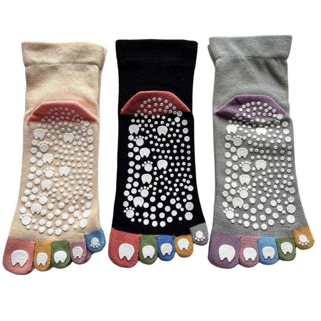 Mode Select Sports 3 Yoga Loose Elastic Cotton Outer Set Women's Five-Toe Socks, Socks, Pairs, Non-Slip, Socks, Fit, Cuffs, 100% Thread, 3-Pair