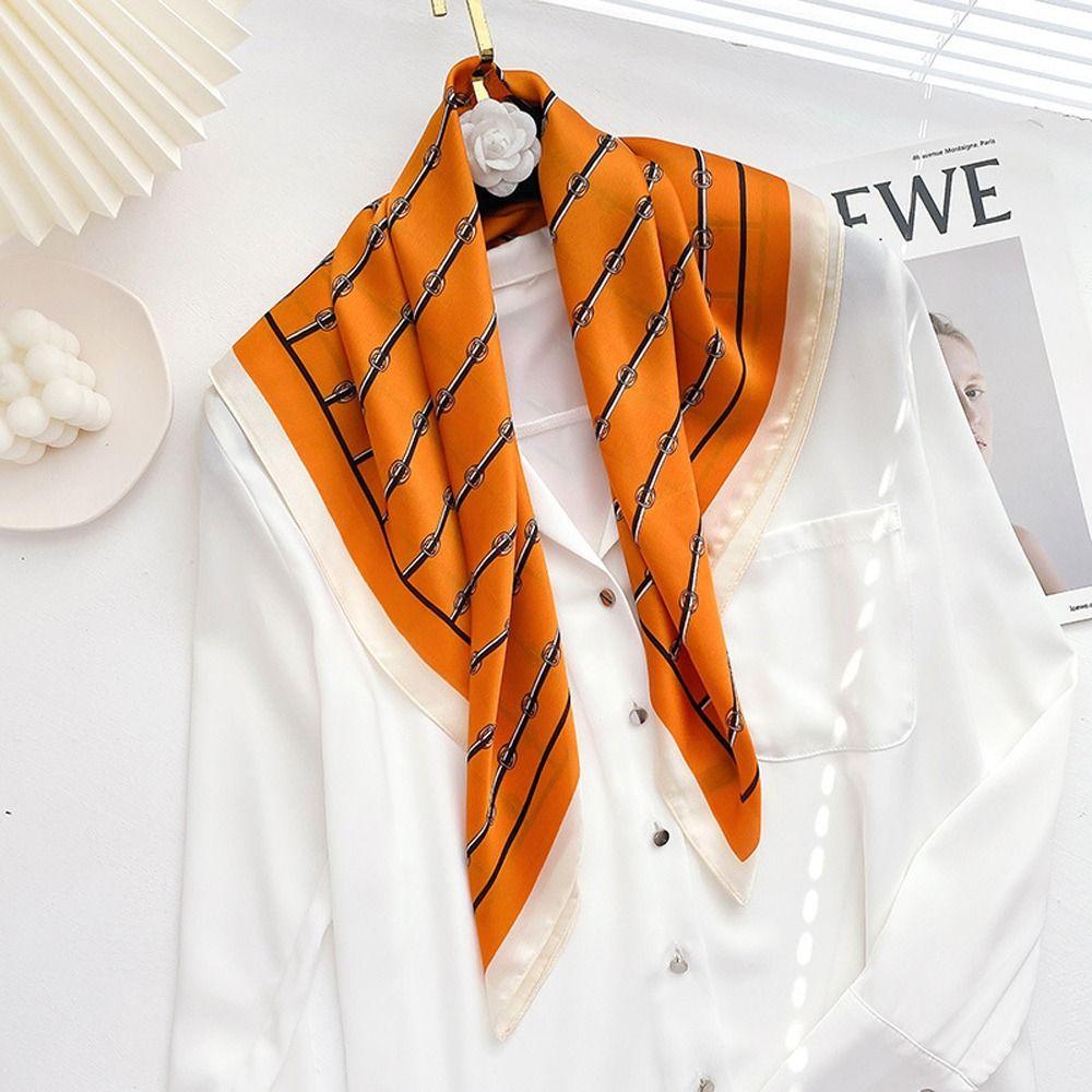 

Summer Stripe Autumn Bag Strap 70cm Square Scarfs Small Shawls Women Neck Scarves Korean Hijab