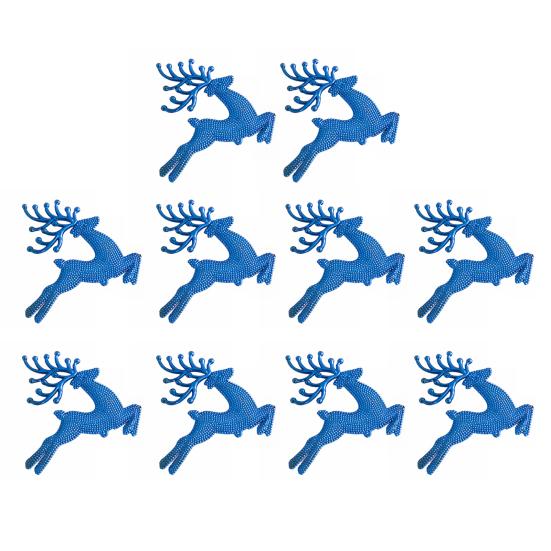 10Pcs Plastic Reindeer Hanging Ornaments Christmas Tree Glitter Elk Decorations Holiday Party Xmas Gifts