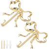 Gold Bow Wall Hook, 2Pcs Large Size Coat Hook, Metal Hook Bow Hooks for Coats, Hats, Bags, Bath Towels and Room Decorations, for Wedding Bathroom