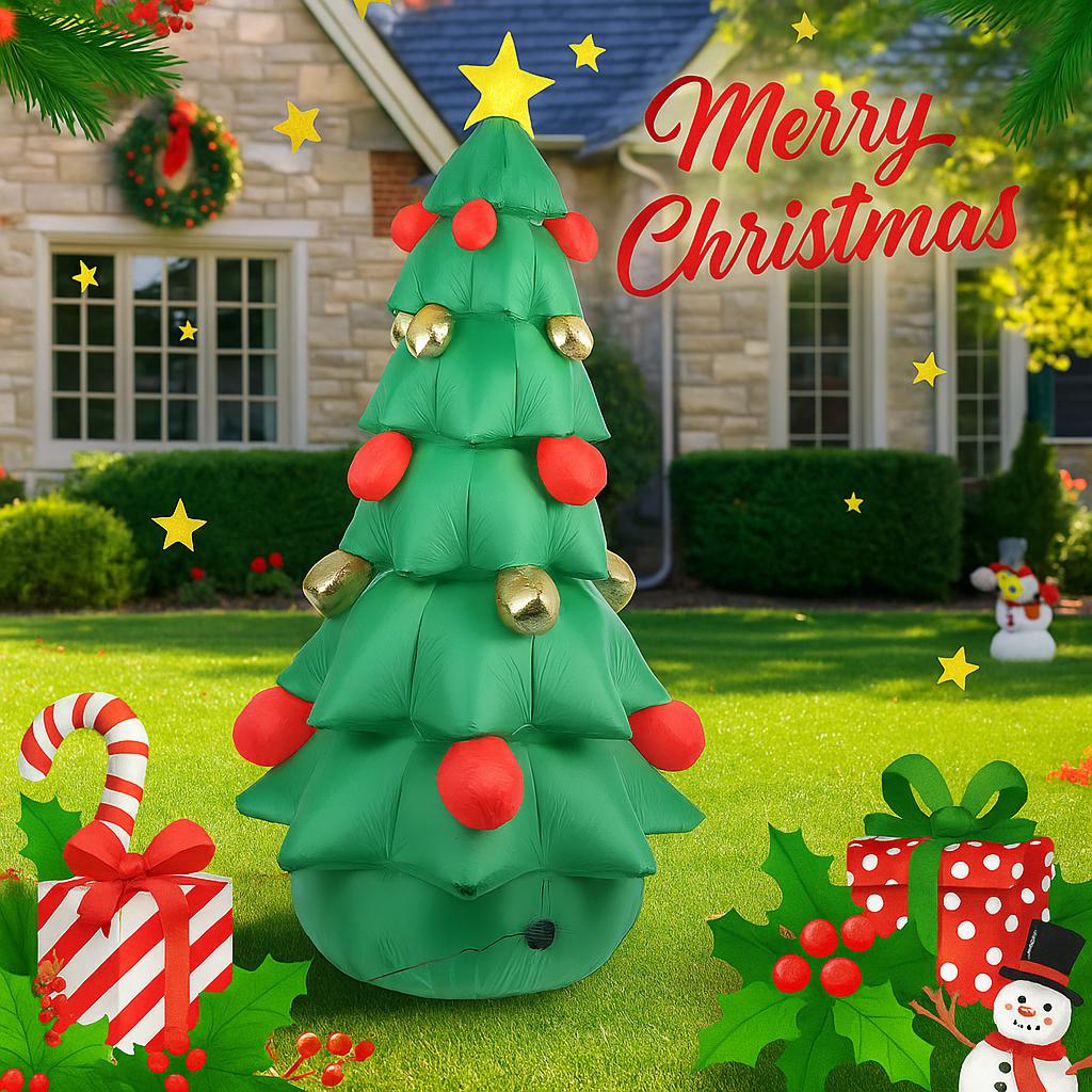 7.87FT Yard Lawn Party Decoration Inflatable Xmas Tree Toy LED Light Home Decor Supplies Ornaments Christmas Holiday Gifts