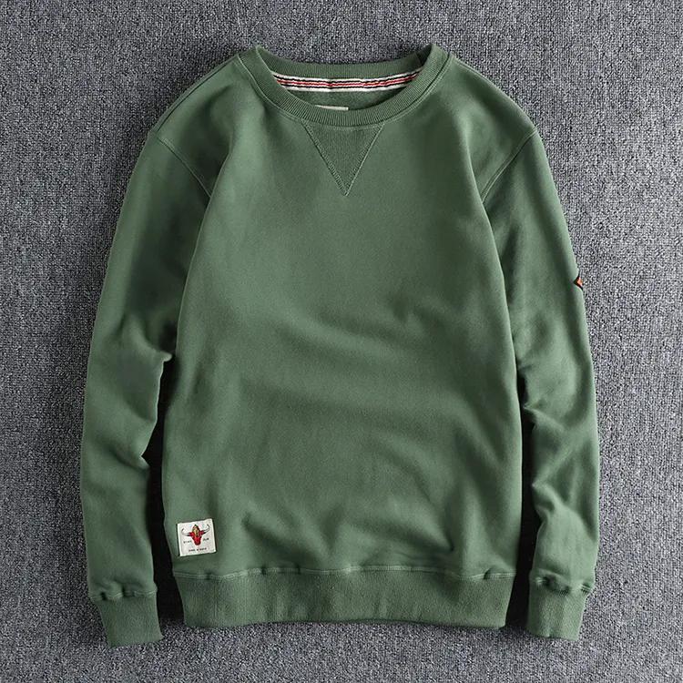 Men's Spring and Autumn Retro Sleeve Sweatshirts Solid Casual Washed Hoodies