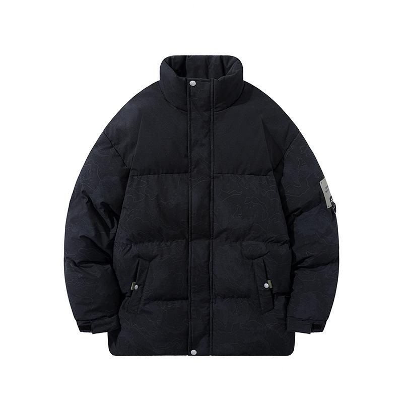 

Осенне-зимняя куртка больших размеров из хлопка, мужская повседневная универсальная куртка для пары из хлопка с толстым воротником-стойкой из хлопка 8XL чёрный