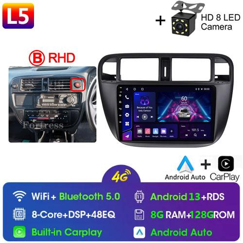 Android 14 Carplay Auto For Honda Civic 1996 1997 1998 1999 2000 2001 Multimedia Car Radio Player 4G Stereo 2 Din Tape Recorder