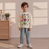 Toddler Boy Fall Outfits Animal Print Long Sleeve Round Neck Pullover Elastic Waist Solid Pants 2 Pcs Set