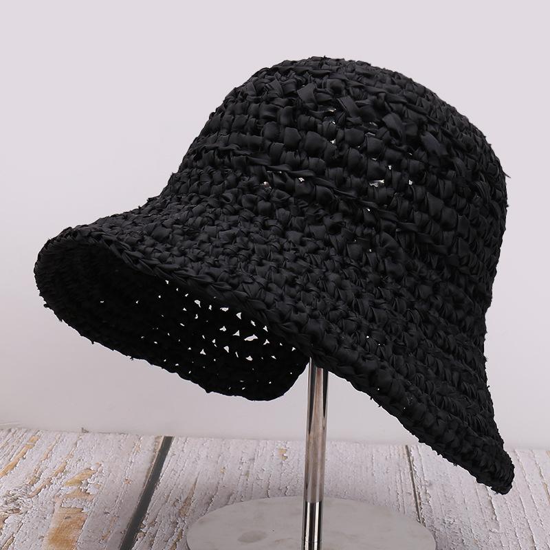 Foldable sun hat beach hat summer straw weaving women's small fresh sun protection hat outdoor travel vacation bucket hat