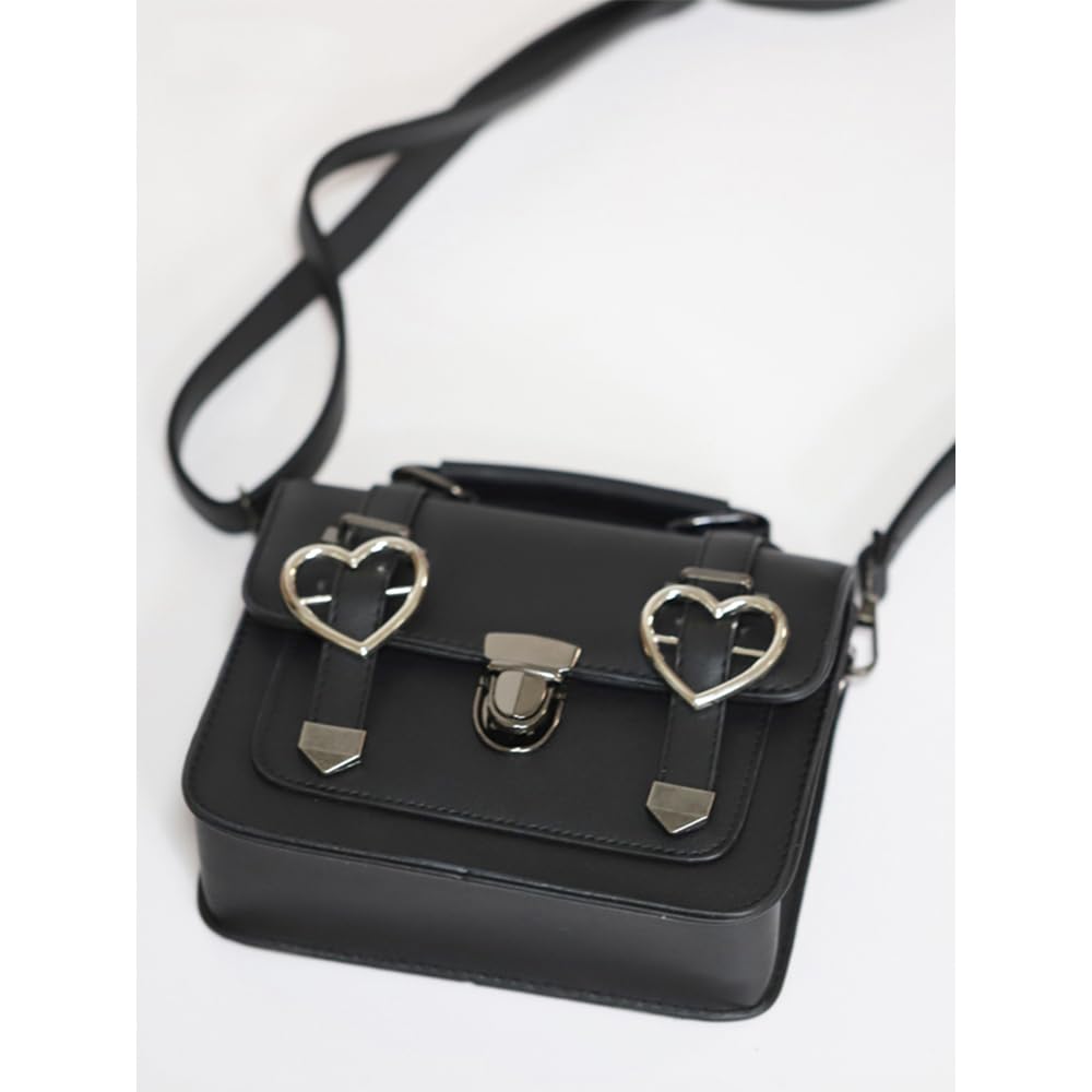 [VVRPWASSLY] Damen-Handtasche mit Schultergurt, Perfekt für JK-Uniformen, Lolita, Gothic Lolita und Prinzessinnen-Stile, Schleife, Herz-Design,
