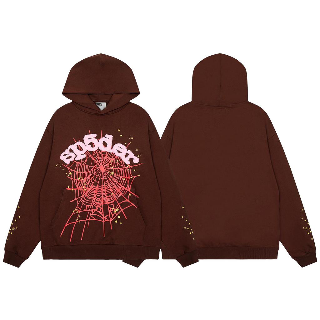 Spider Web Foam Letter Print Terry Cloth Hoodie for Men & Couples
