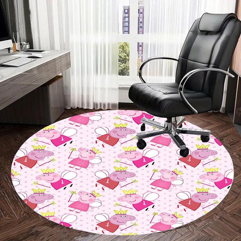 1pc Peppa Pig Fairy Pattern Round Carpet, Made of Polyester,Perfect for Decorating Office Chairs, Living Rooms,fplt192