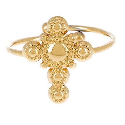 [R4405] - Golden 'Cléopatra' Steel Designer Ring - 15x12 Mm (cross)