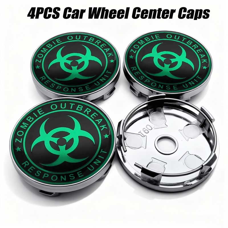 4pcs 56mm 60mm For Zombie Outbreak Emblem Car Wheel Center Cover Sticker Universal Rim Hub Caps