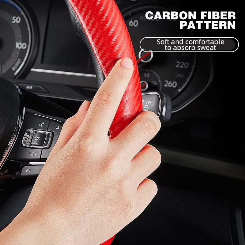 1 Çift Kaymaz Karbon Fiber Araba Direksiyon Kılıfı Evrensel Direksiyon Simidi Yükseltici Kılıfı Araba Aksesuarları İç Mekan