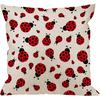 HGOD DESIGNS Ladybug Pillow Cover,Decorative Throw Pillow Ladybird Seamless Pattern Pillow Cases Cotton Linen Outdoor Indoor Square Cushion Covers