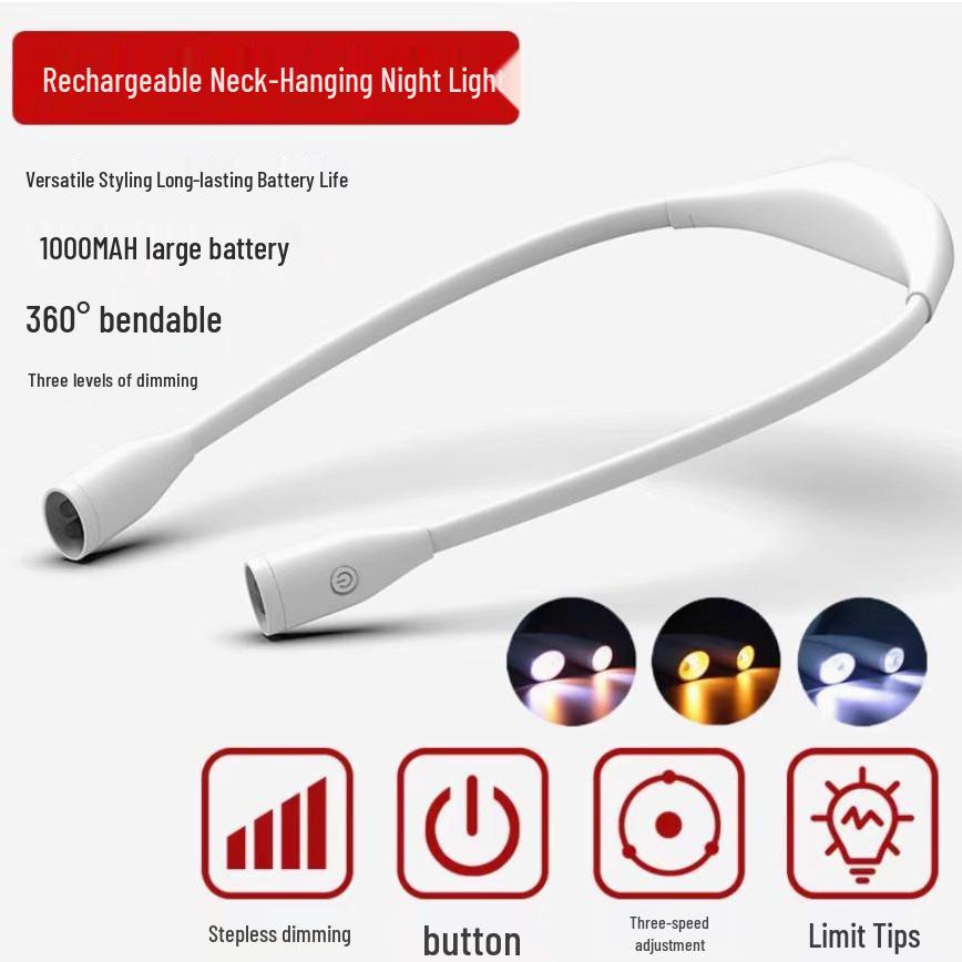 Romantic Neck-Hanging Type-C Fast Charging Dimmable Reading Lamp for Couples