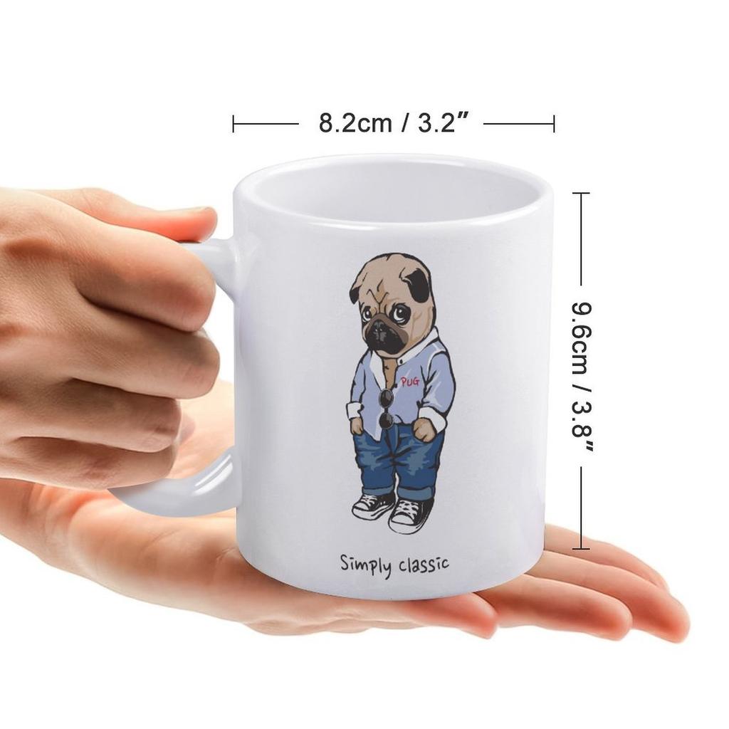 1 Stück 11oz Weiße Keramiktasse Doppelseitig bedruckte Dekoration Langlebige Kaffeetasse für Zuhause Büro Praktisches Geschenk