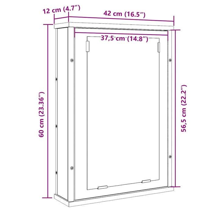 VidaXL Bathroom Mirror Cabinet Artisan Oak 42x12x60 Cm, Vanity Cabinet with Mirror, Mirror Cabinet, 862230