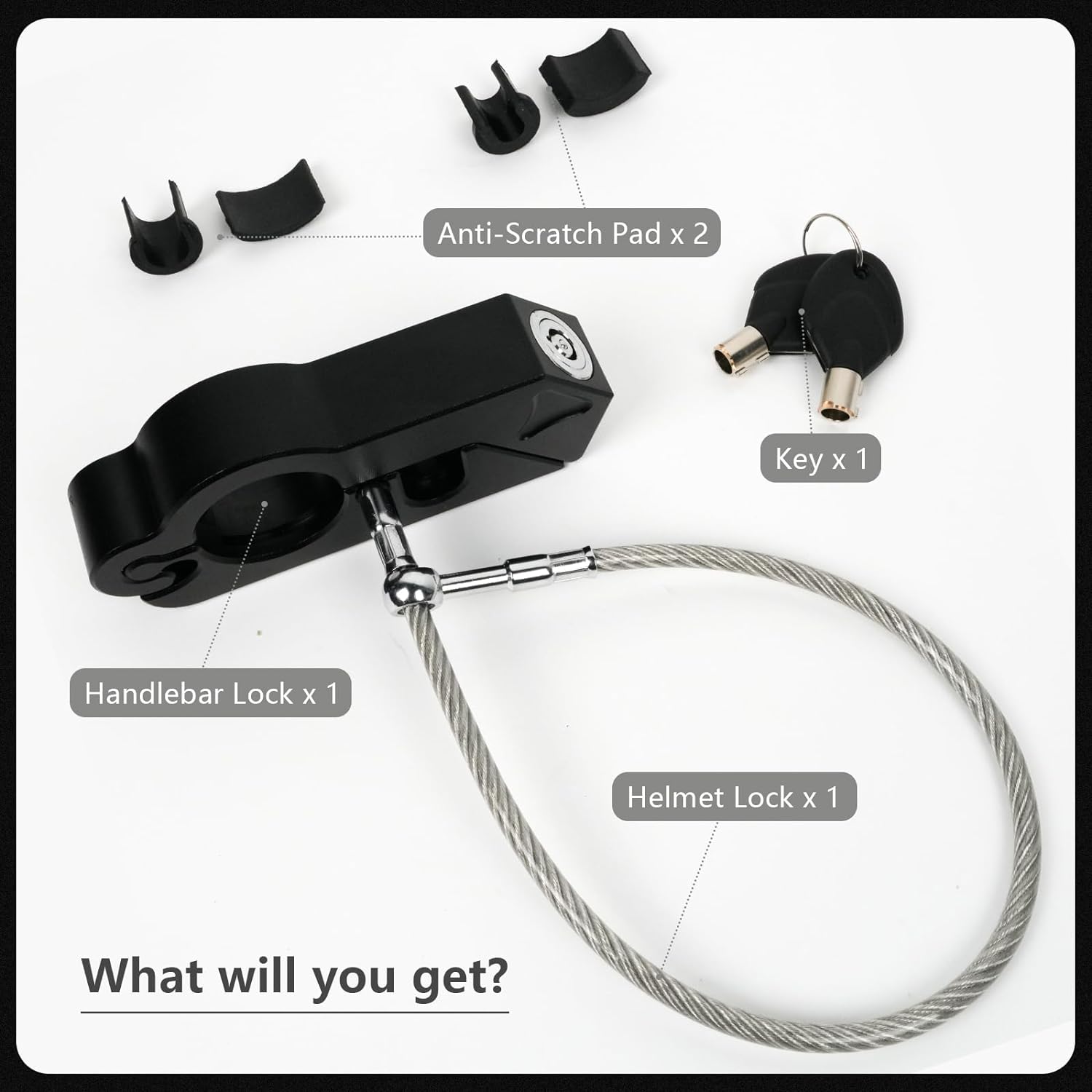 Замок для мотоциклетного шлема и замок; Замок руля и; Комбинированный противоугонный — фото 2