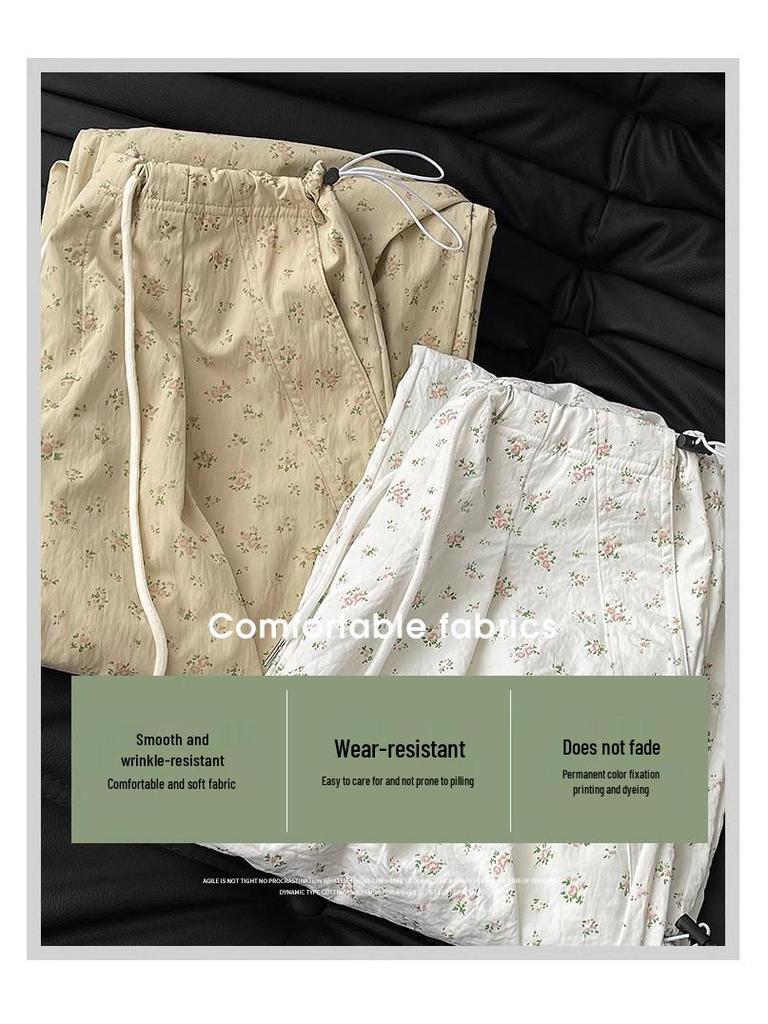 Damen High-Waist Hosen mit Blumenmuster und weitem Bein - Figurschmeichelndes Straight-Leg-Design für Frühling und Herbst